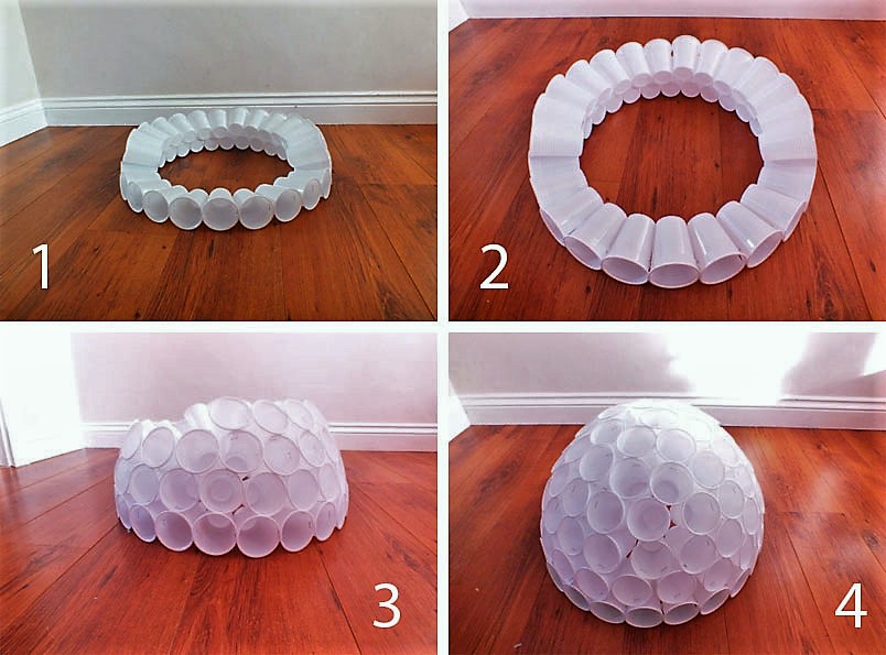 снеговик из пластиковых стаканчиков пошаговая инструкция фото