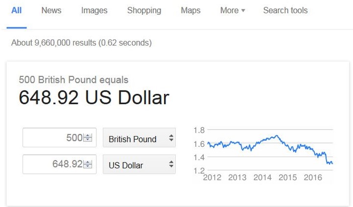 Google для конвертации валюты
